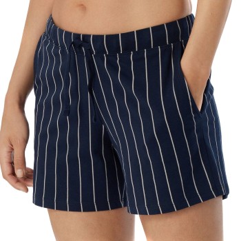 Schiesser Women Mix and Relax Shorts Marine Stribet bomuld 42 Dame
