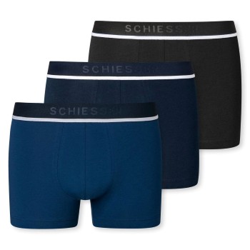 Schiesser 3P Woven Boxer Brief 3XL- 4XL Sort/Blå bomuld 4XL Herre