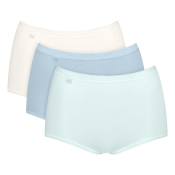 Sloggi Trusser 3P Basic Plus Maxi Colored Hvid/Lyseblå bomuld 44 Dame