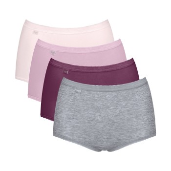 Sloggi Trusser 4P Basic Plus Maxi Panty Rosa/Grå bomuld 44 Dame