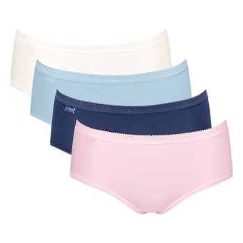 Sloggi Trusser 4P Basic Plus Midi Color Hvid/Rosa bomuld 38 Dame