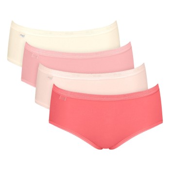 Sloggi Trusser 4P Basic Plus Midi Color Rød/Rosa bomuld 38 Dame