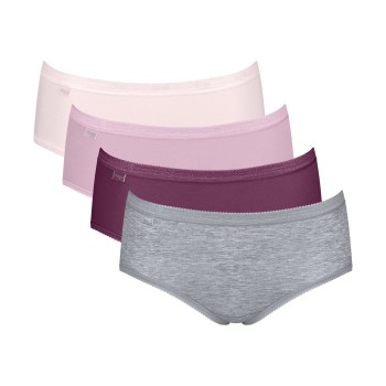 Sloggi Trusser 4P Basic Plus Midi Color Rosa/Grå bomuld 50 Dame