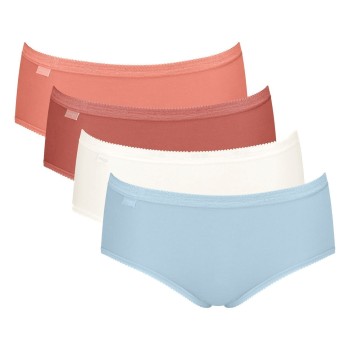 Sloggi Trusser 4P Basic Plus Midi Color Blå/Orange bomuld 38 Dame