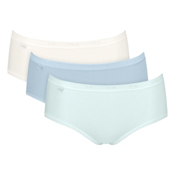 Sloggi Trusser 3P Basic Plus Midi Colored Hvid/Lyseblå bomuld 48 Dame