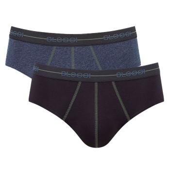 Sloggi 2P For Men Start Midi Sort/Blå bomuld Medium Herre