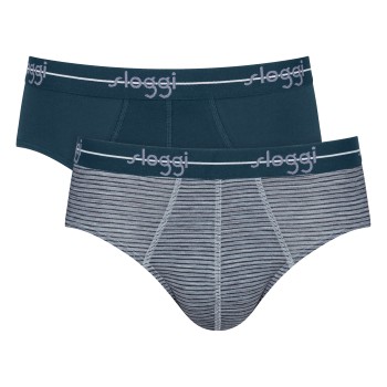 Sloggi 2P For Men Start Midi Gråstribet bomuld Large Herre
