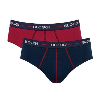 Sloggi 2P For Men Start Midi Marine/Rød bomuld Large Herre