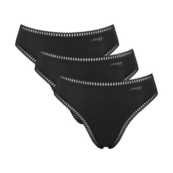 Sloggi Trusser 3P GO Crush High Leg Briefs Sort bomuld Large Dame