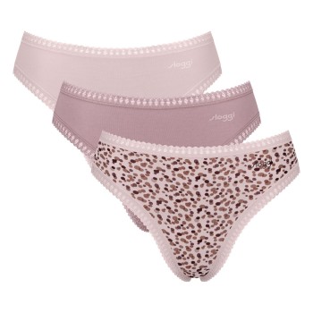 Sloggi Trusser 3P GO Crush High Leg Briefs Sand/rosa bomuld Small Dame