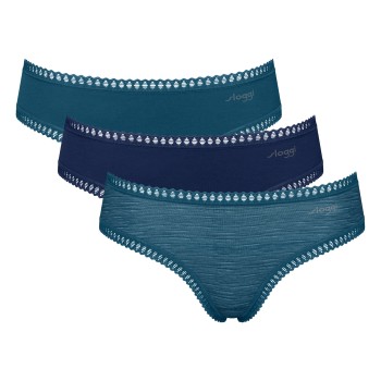 Sloggi Trusser 3P GO Crush Hipster Briefs Marine/Blå bomuld X-Small Dame