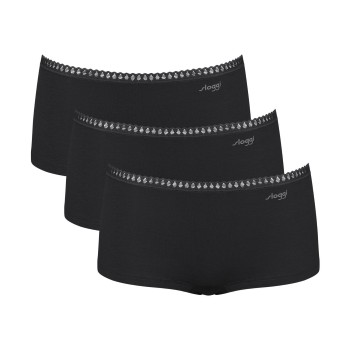 Sloggi Trusser 3P GO Crush Hipster Shorts Sort bomuld Medium Dame