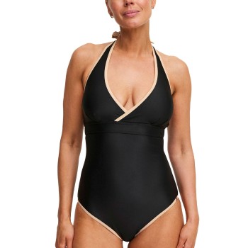 Swegmark Haiti Halterneck Swimsuit Sort m Beige B/C 44 Dame