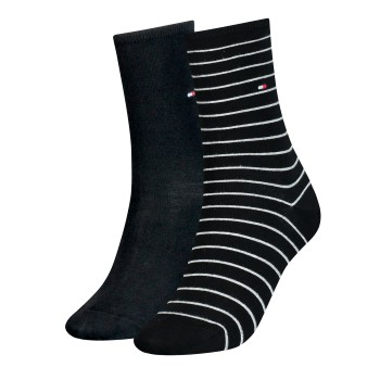 Tommy Hilfiger Strømper 2P Classic Small Stripe Socks Sort Str 39/42 Dame