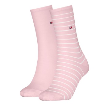 Tommy Hilfiger Strømper 2P Classic Small Stripe Socks Lyserosa Str 35/38 Dame
