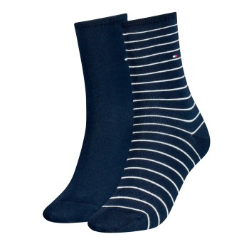 Tommy Hilfiger Strømper 2P Classic Small Stripe Socks Mørkblå Str 39/42 Dame