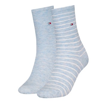 Tommy Hilfiger Strømper 2P Classic Small Stripe Socks Lyseblå Str 35/38 Dame