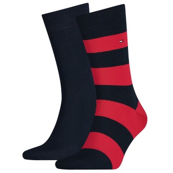 Tommy Hilfiger Strømper 2P Men Rugby Sock Blå/Rød Str 43/46 Herre