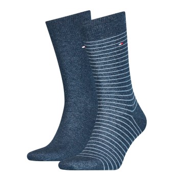 Tommy Hilfiger Strømper 2P Men Sock Stripe Jeansblå Str 39/42 Herre