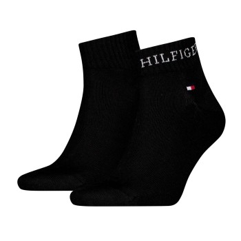 Tommy Hilfiger Strømper 2P Men Tab Quarter Socks Sort Str 39/42 Herre