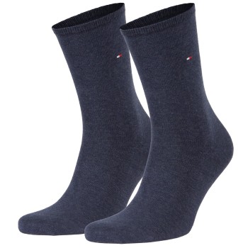 Tommy Hilfiger Strømper 2P Women Classic Casual Socks Blå Str 39/42 Dame