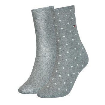 Tommy Hilfiger Strømper 2P Women Dot Sock Grå Str 39/42 Dame