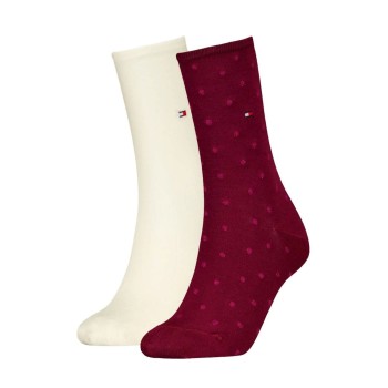 Tommy Hilfiger Strømper 2P Women Dot Sock Hvid/Rød Str 35/38 Dame