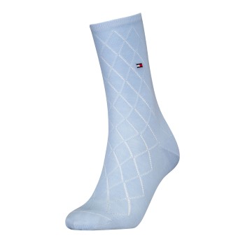 Tommy Hilfiger Tommy Hlfiger Women Premium Argyle Socks Strømper Lyseblå Str 35/38 Dame