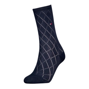 Tommy Hilfiger Tommy Hlfiger Women Premium Argyle Socks Strømper Marineblå Str 39/42 Dame