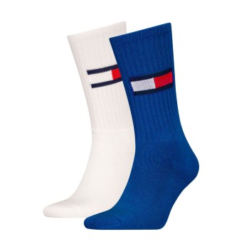 Tommy Hilfiger Tommy Men Uni TJ Flag Socks Strømper 2P Hvid/Blå Str 43/46