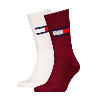 Tommy Hilfiger Tommy Men Uni TJ Flag Socks Strømper 2P Hvid/Rød Str 43/46