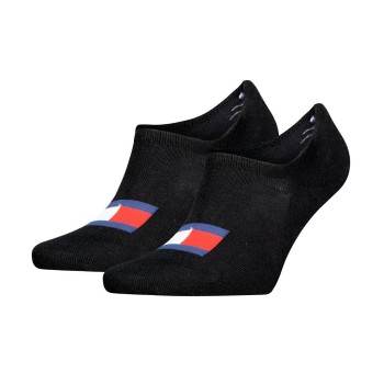 Tommy Hilfiger Tommy Uni TJ Flag Footie Socks Strømper 2P Sort Str 43/46