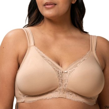 Triumph BH Modern Lace Cotton Soft Bra Beige C 100 Dame