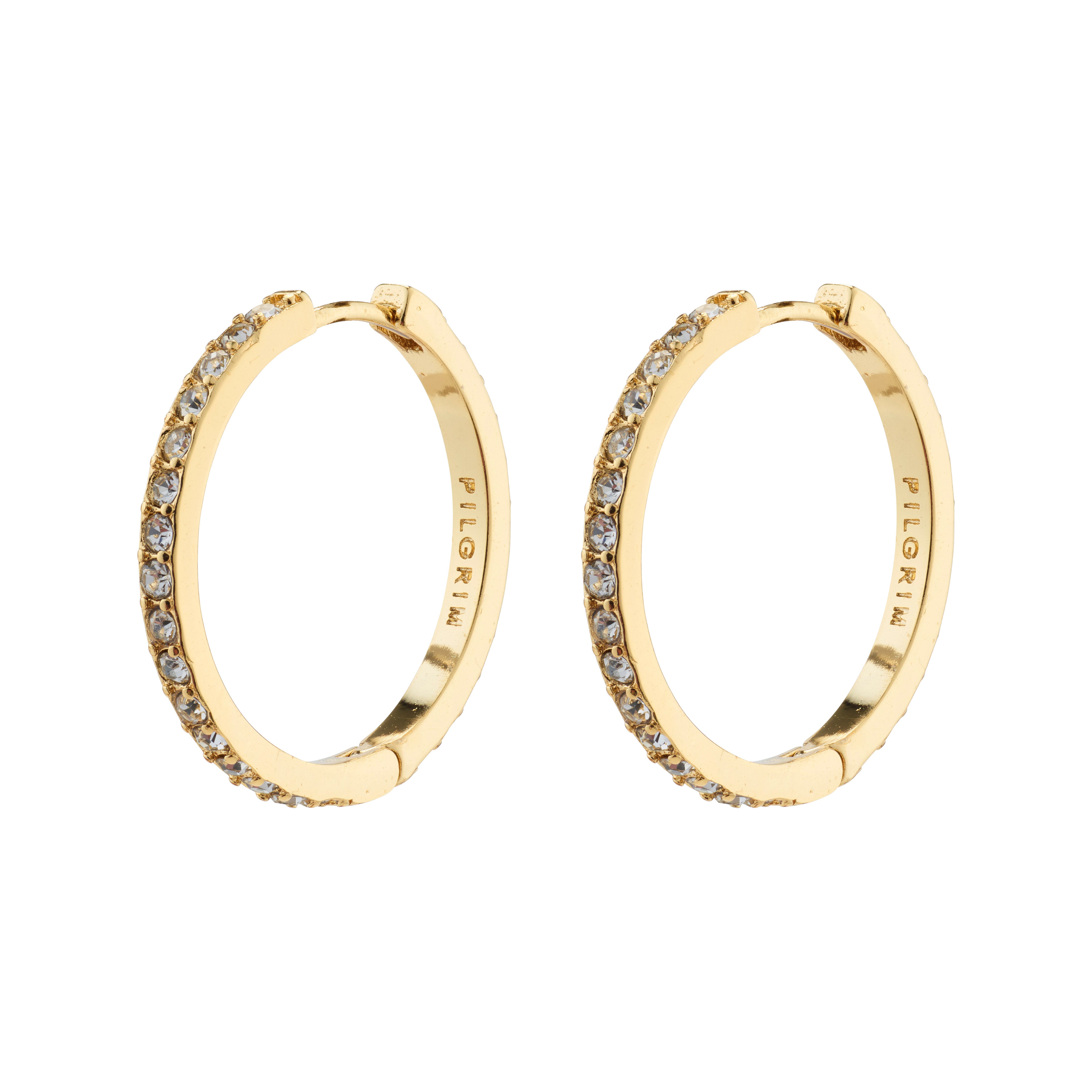 Pilgrim EBNA store krystal hoops guldbelagt