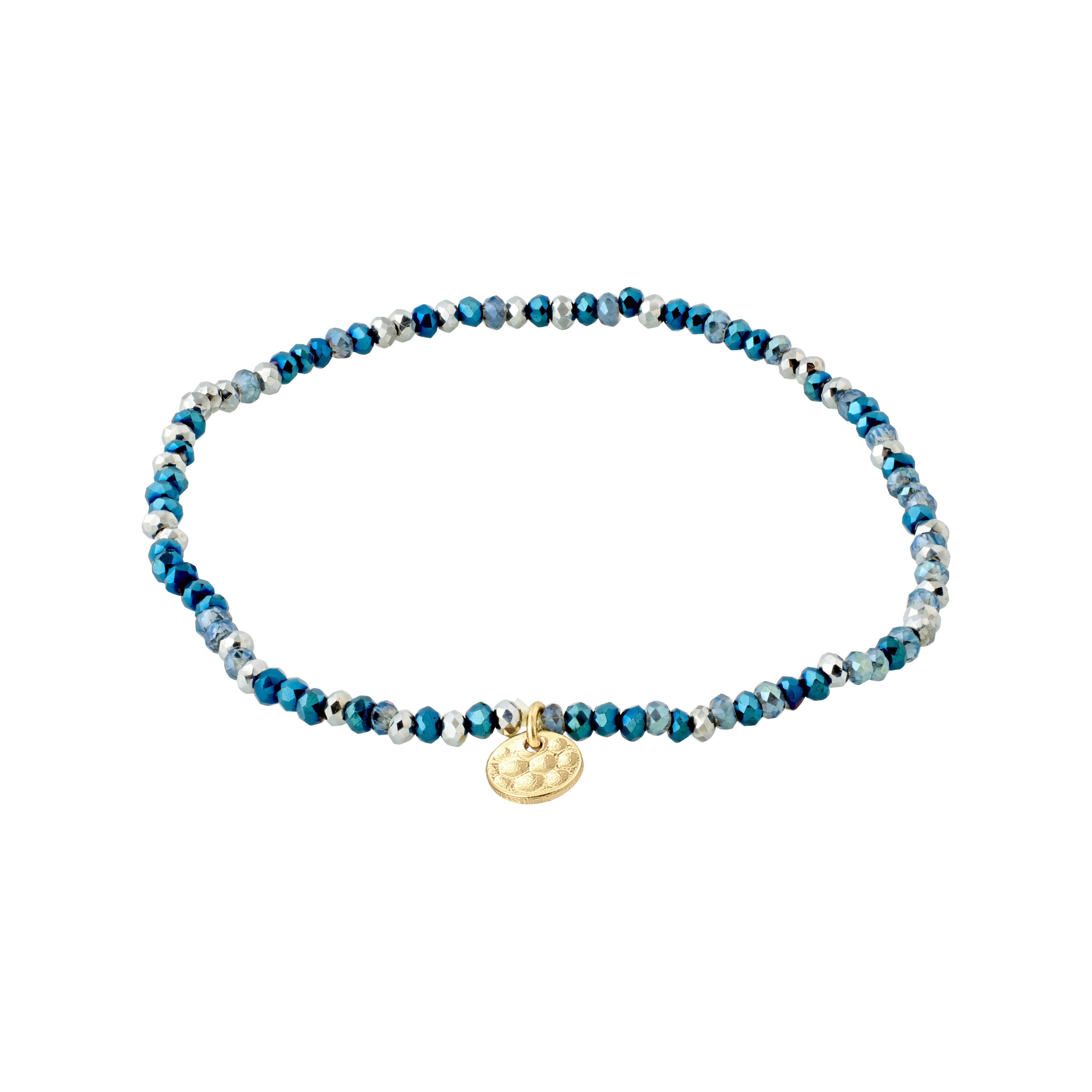 Pilgrim INDIE armbånd blå, guldbelagt