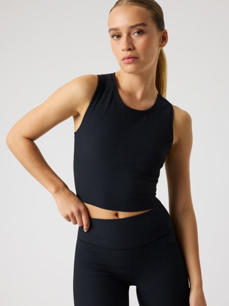 Björn Borg Studio Ribbed Cropped Tank Top Sort, M
