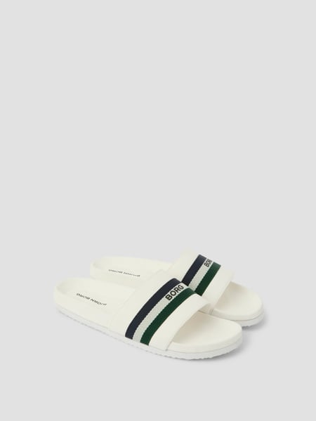 Björn Borg Unisex Heritage Slides Hvid, 42
