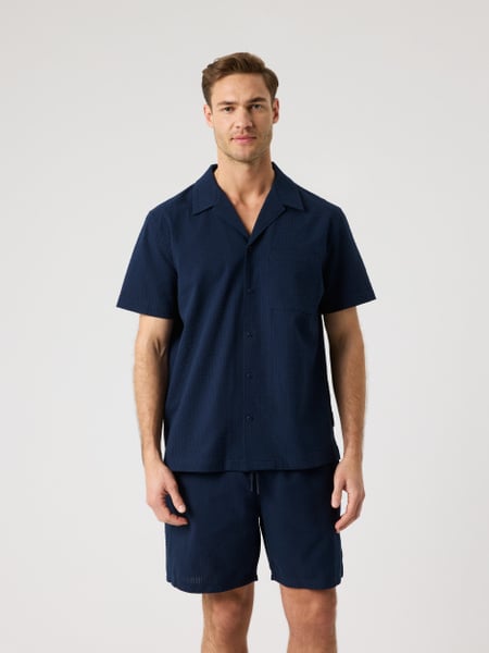 Björn Borg Borg Seersucker Resort Shirt Marineblå, L