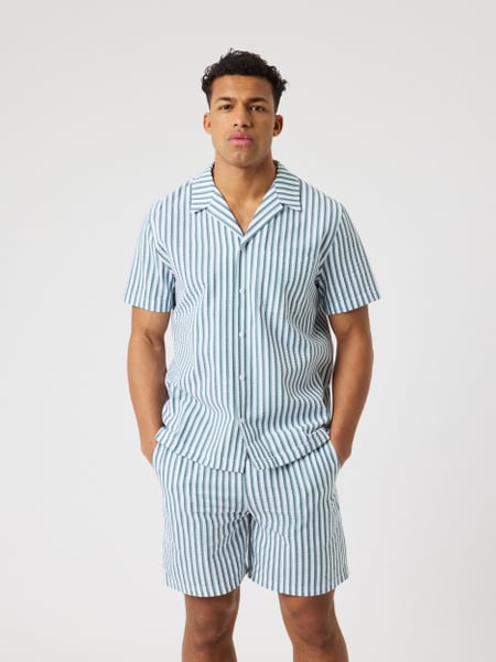 Björn Borg Borg Seersucker Resort Shirt Grøn, XXL