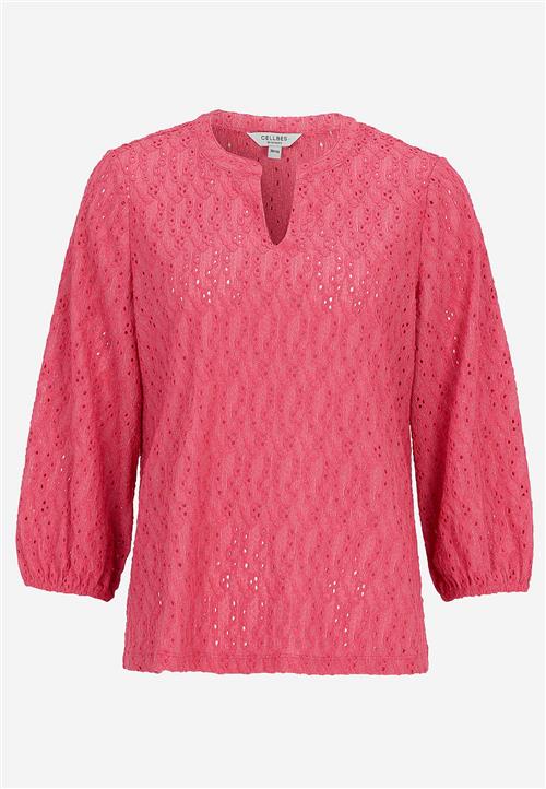 Cellbes of Sweden Jerseytop med broderet hulmønster
