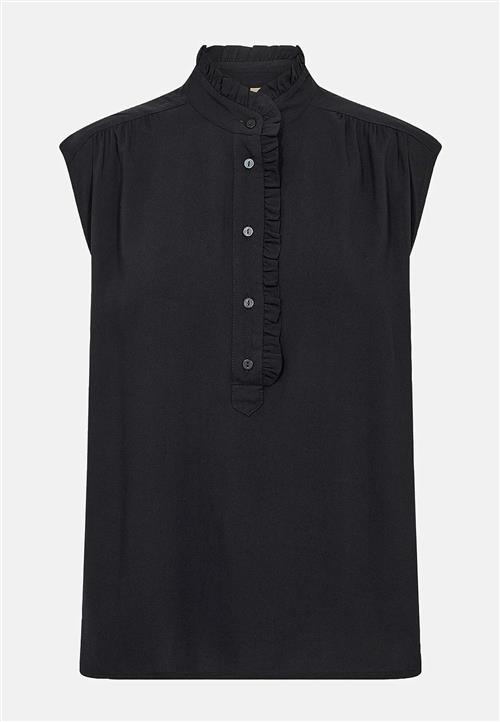 Soyaconcept Vævet viskosebluse med flæsedetaljer