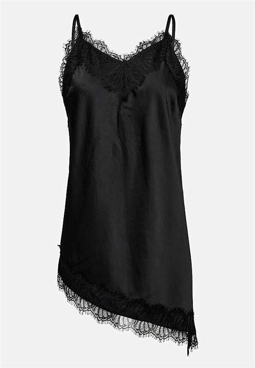Freequent Asymmetrisk satin-top med blondekant