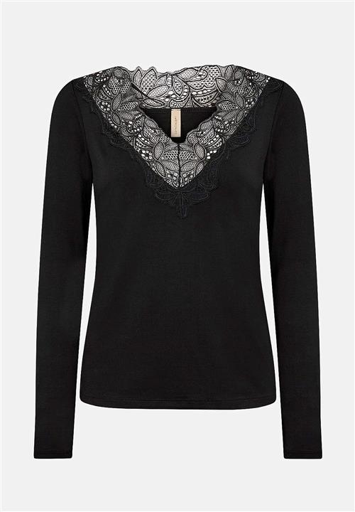 Soyaconcept Jerseytop i lyocell med blondedetaljer