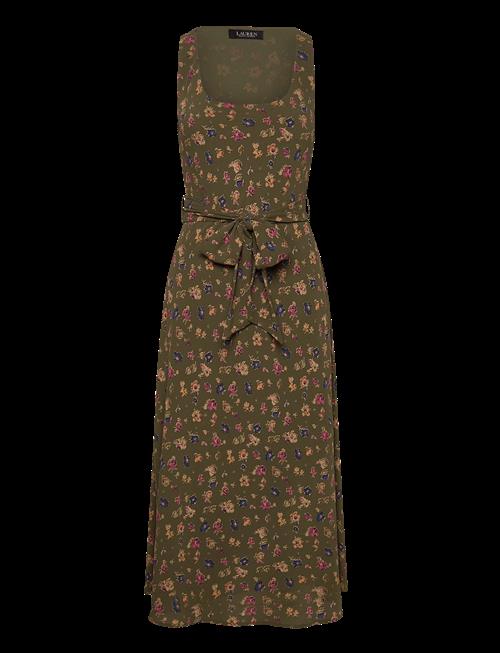 Lauren Ralph Lauren | Floral Belted Crepe Sleeveless Dress | 32