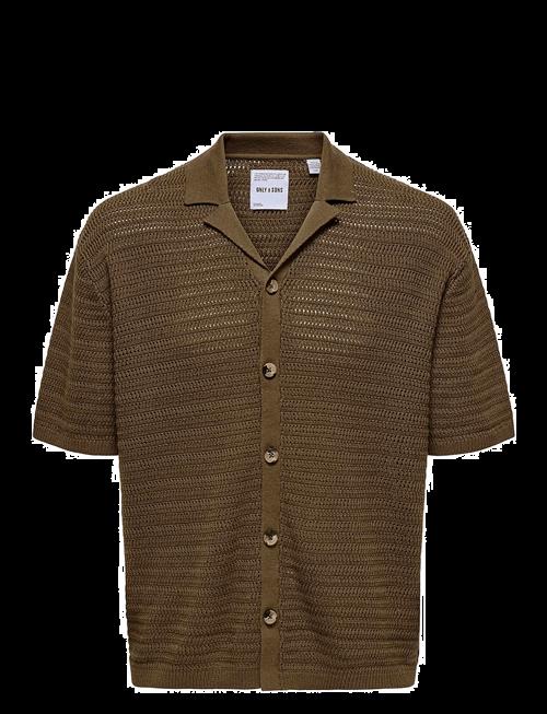ONLY & SONS | Onsthiago Ovz 7 Ss Resort Crochet Shirt | M