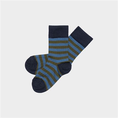 FUB 2-Pack Classic Striped Socks Dark Navy Moss Dark Navy Moss 33-36 EU  Marineblå  33-36 EU  Drenge, Piger