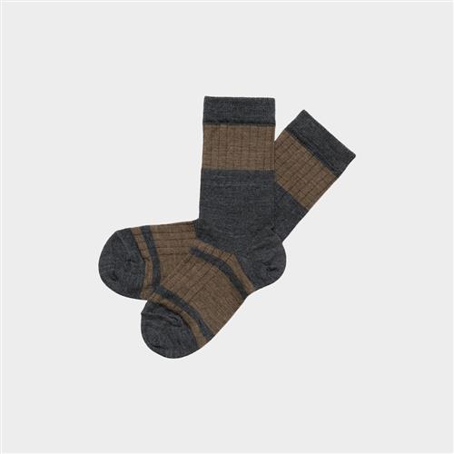 FUB 2-Pack Colour Block Striped Socks Hazel Melange Hazel Melange 22-24 EU  Brun  22-24 EU  Drenge, Piger