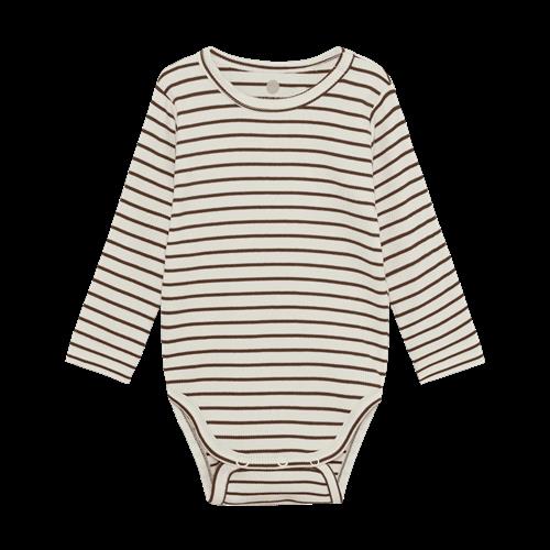 EnFant Body LS Rib Stripe Chestnut Chestnut-62 cm  Brun  62 cm