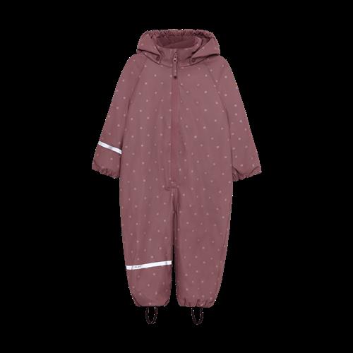 Celavi Rainwear Suit - AOP, w. fleece Rose Brown Rose Brown-100 cm  Lyserød  100 cm