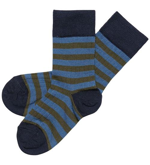 FUB Strømper - 2-pak - Uld - Dark Navy/Moss